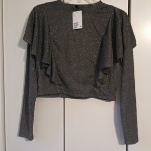 NWT Long Sleeve Ruffle Crop Top H&M